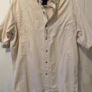 Beretta Men's Cream Vented Pockets Button Down Shirt. Shooting, fishing. Sz L